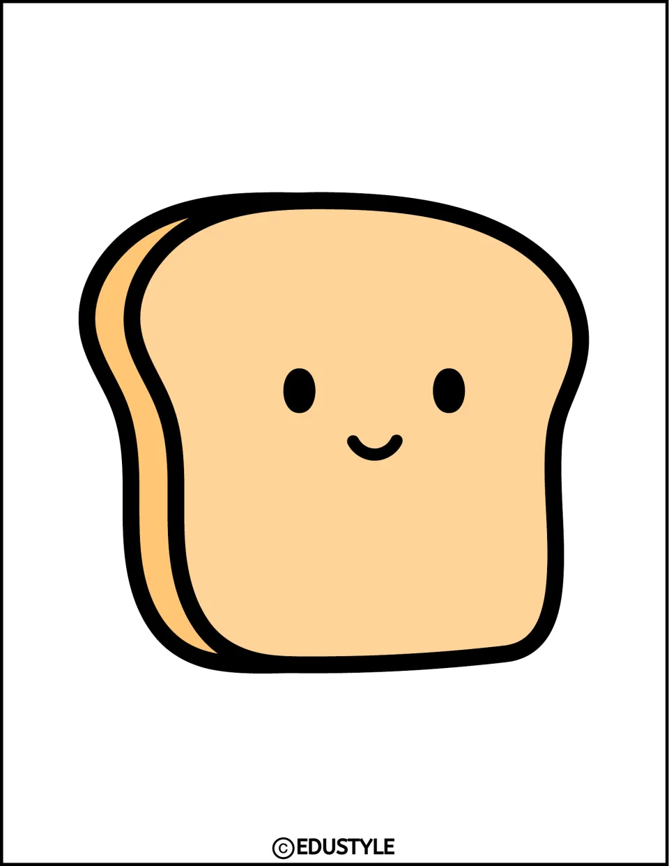 Small smiling bread cutout with its side visible on the left, part of the New Year classroom decor kit