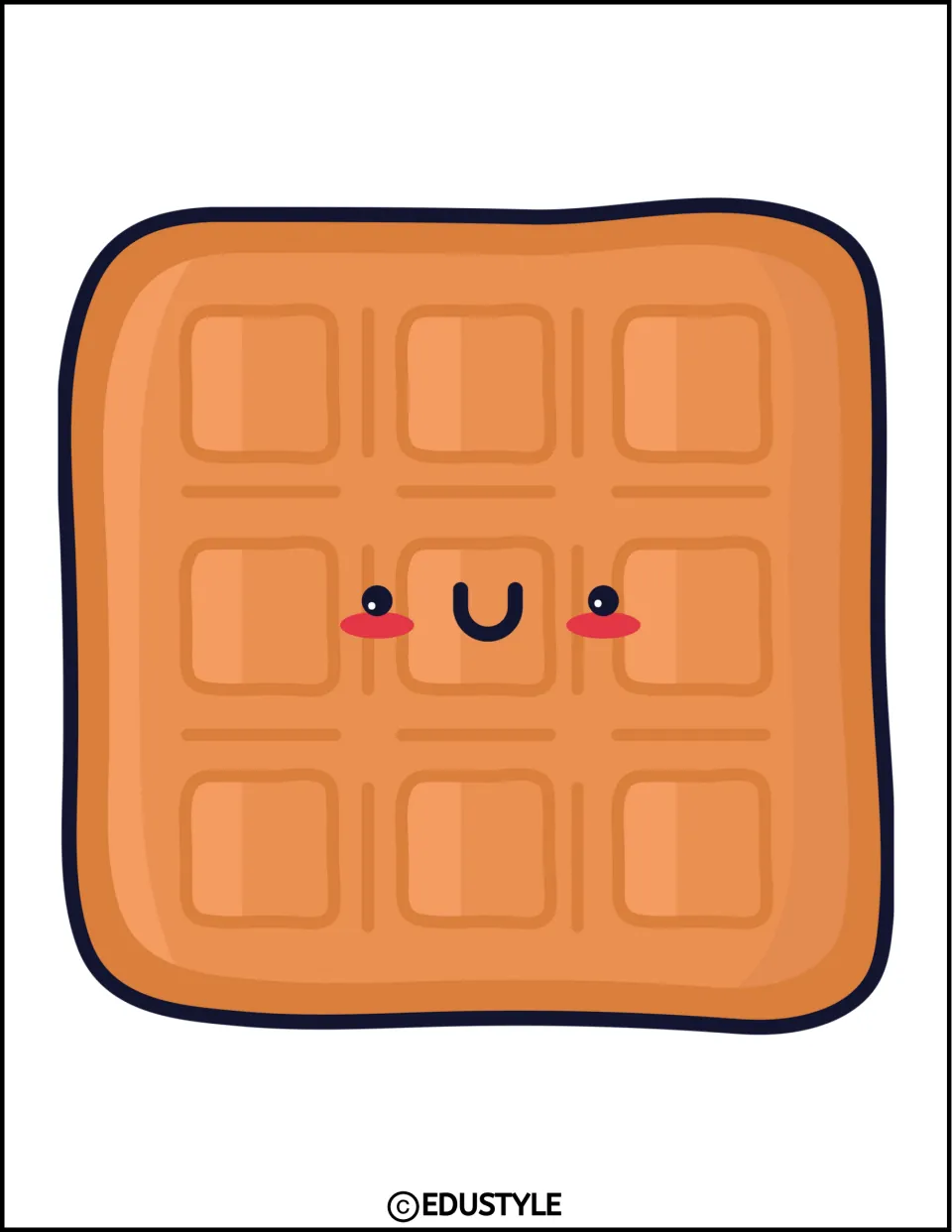 Large orange waffle character cutout with a smile and rosy cheeks for the New Year classroom decor kit