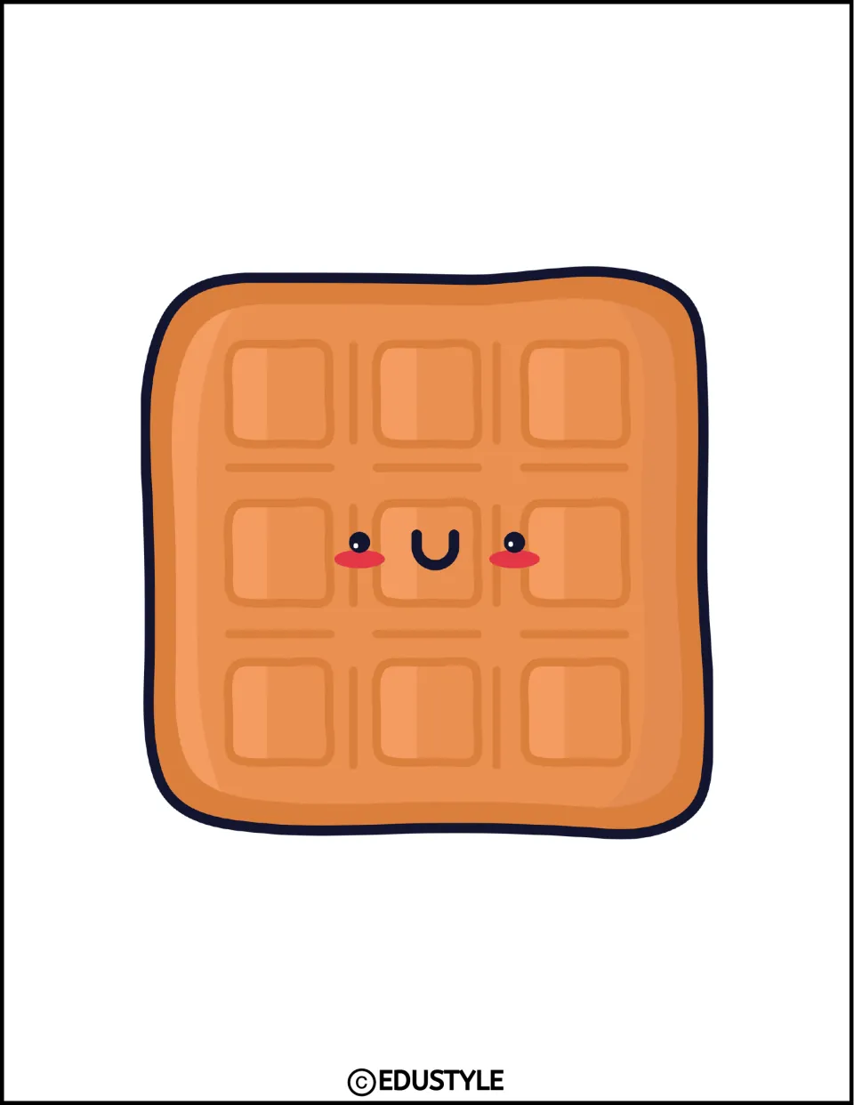 Small orange waffle character cutout with a smile and rosy cheeks for the New Year classroom decor kit