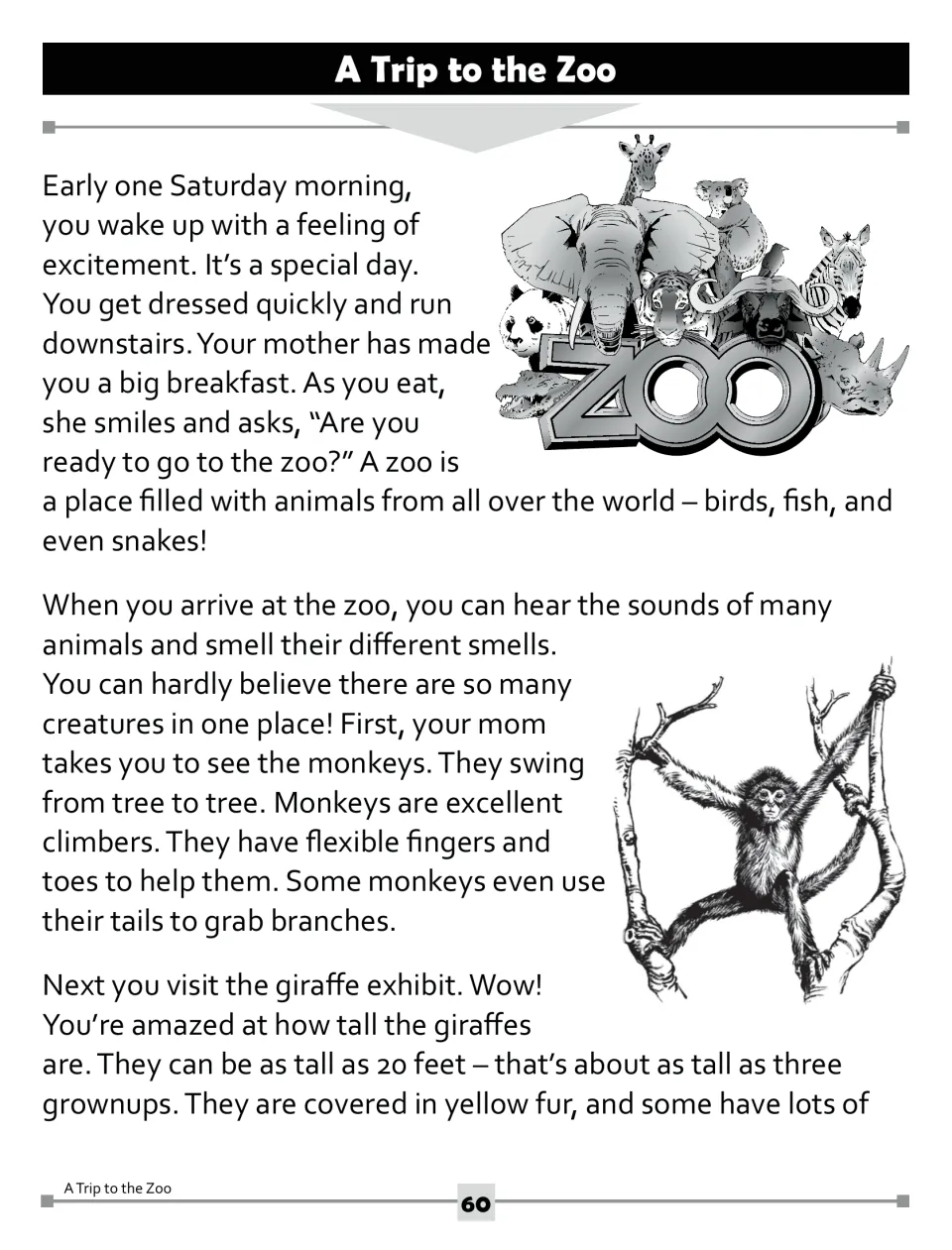 Zoo story, part 1: getting ready, arriving at the zoo, watching monkeys climb, and meeting giraffes