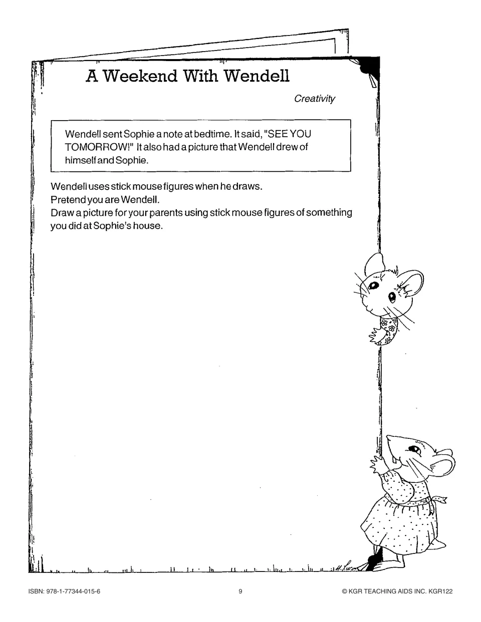 Creative drawing activity: pretend to be Wendell and use stick mouse figures to show a visit to Sophie's house
