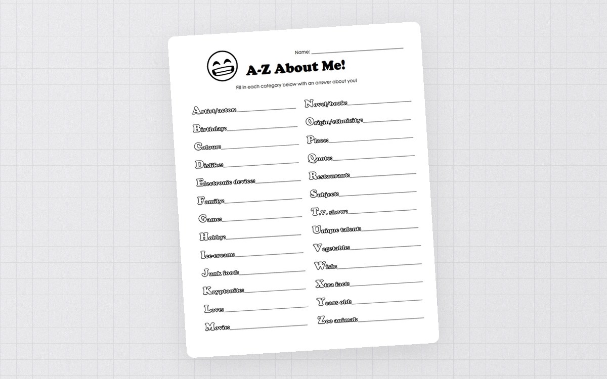 A-Z About Me! preview