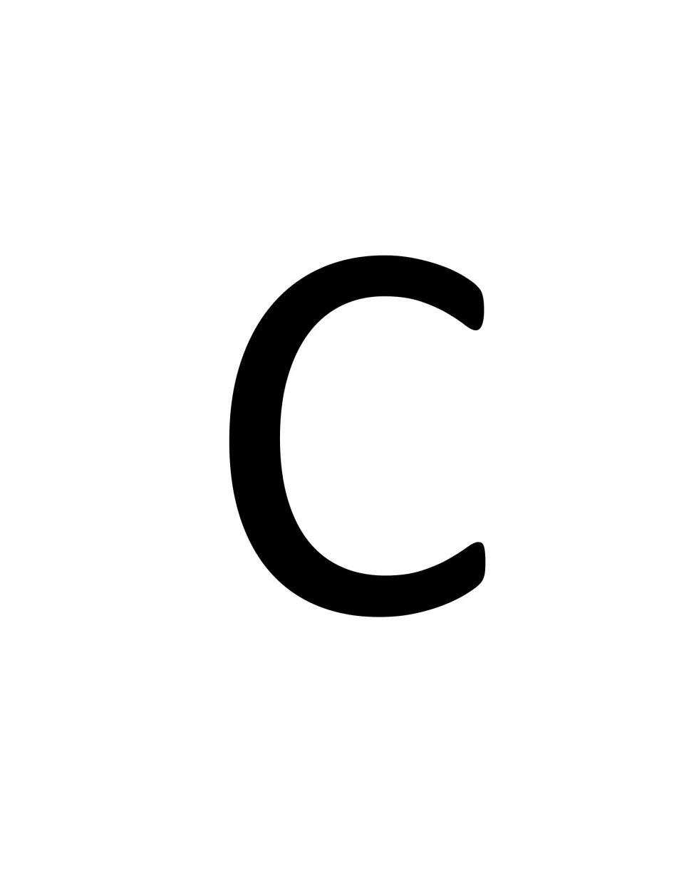 Large capital letter C sign for the alphabet photo task; teams hold it up beside something that starts with C