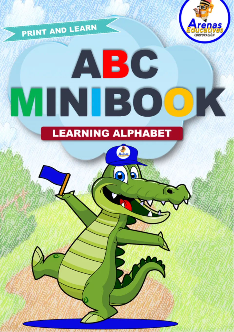 Opening cover of the affirmation resource labeled 'ABC Minibook', 'Learning Alphabet', and 'Print and Learn'