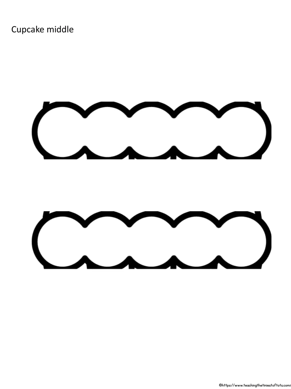 Cupcake middle: two bumpy frosting strip cut-out pieces for students to color, cut out and glue between top and bottom