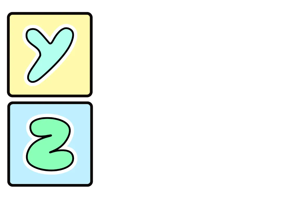 Alphabet flashcards Y and Z: the final two uppercase letter cards in the 26-card classroom decor set