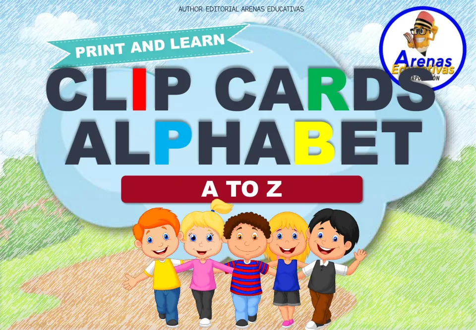 Cover of the alphabet clip card resource, labeled 'Print and Learn,' 'Clip Cards Alphabet,' and 'A to Z'