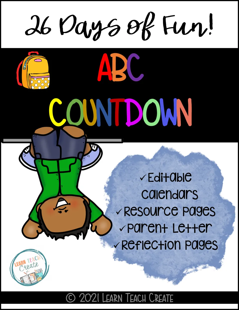 Countdown packet cover: '26 Days of Fun!' with editable calendars, resource pages and reflection pages