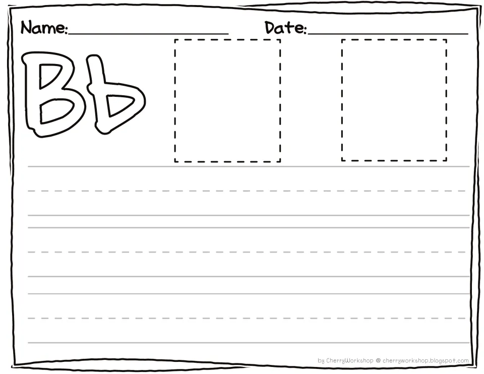 Letter Bb open practice: students draw two things that begin with B and write the letter freely, with no models given