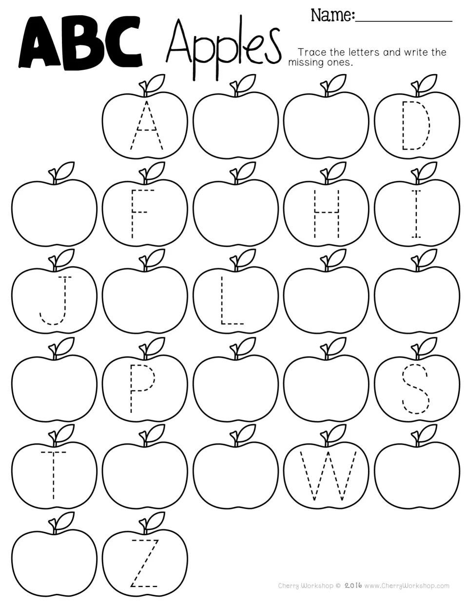 Missing uppercase letters: students trace A, D, F, H, I, J, L, P, S, T, W and Z, then write the other capitals A to Z