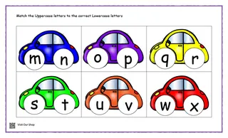 ABC Uppercase and Lowercase Cars | Letter & Number Matching – sample page 2
