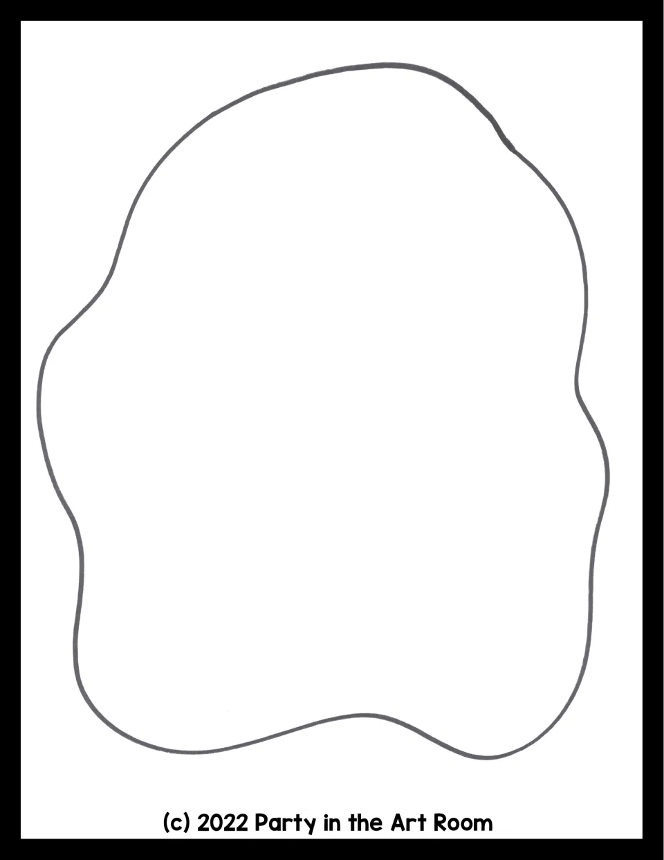 Third face template provides a rounded, uneven organic shape for students to add the portrait game's features