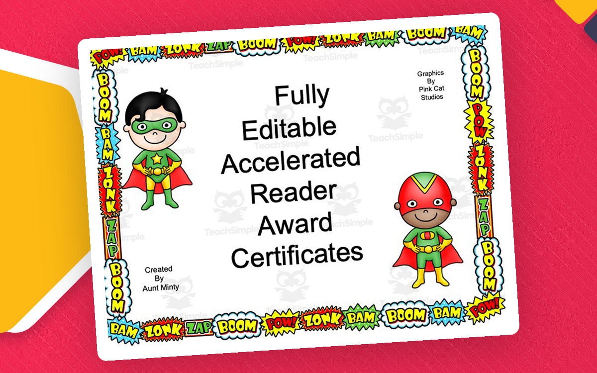 Accelerated Reader Award Certificates | Super Hero Theme | Editable Awards preview