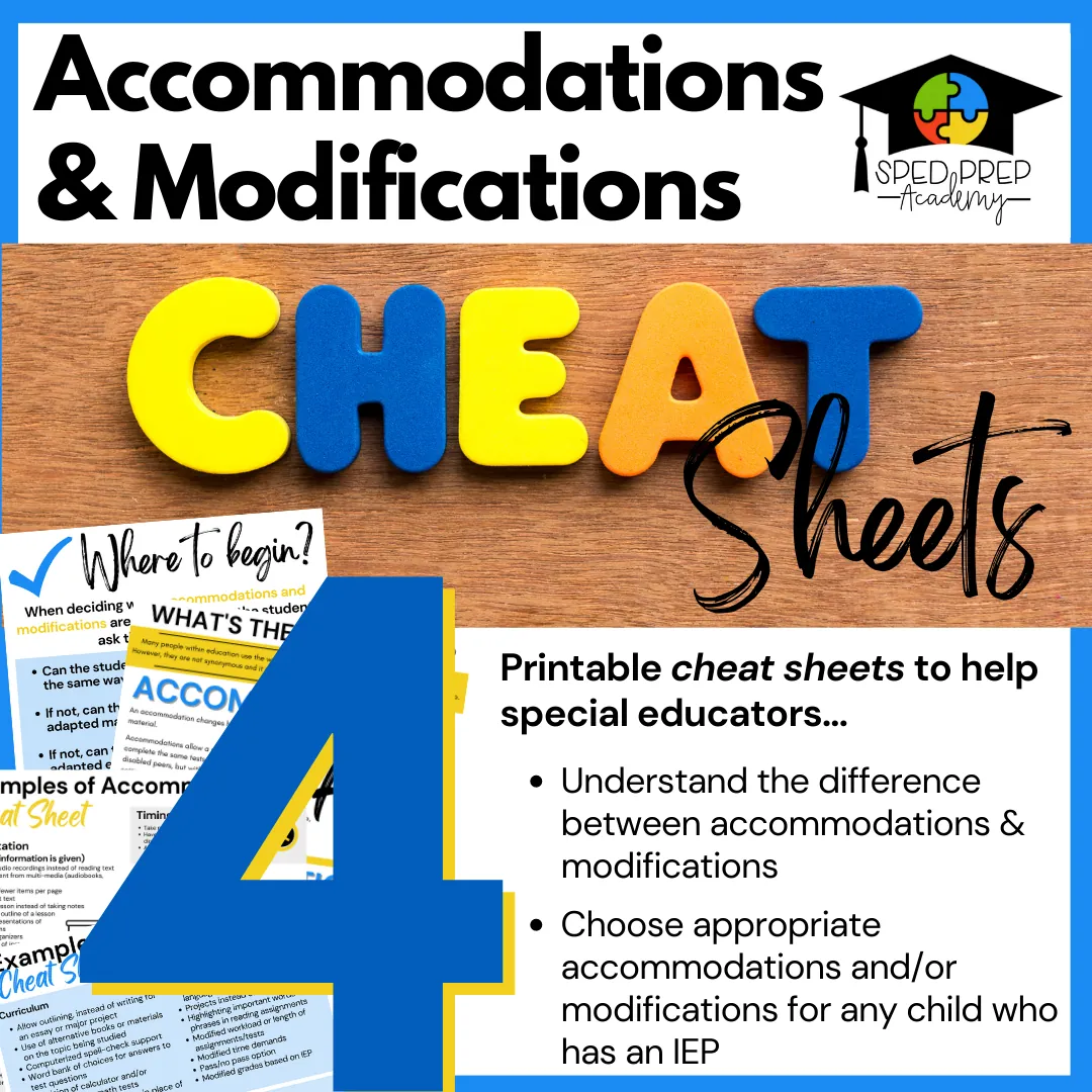 Accommodations and Modifications Cheat Sheets – cover