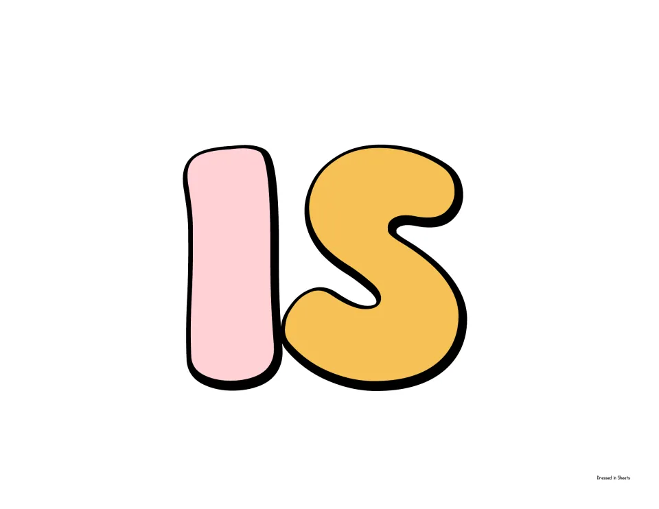 Bubble letters I and S in pink and yellow, a cut-out piece in the middle of the Accomplishments heading