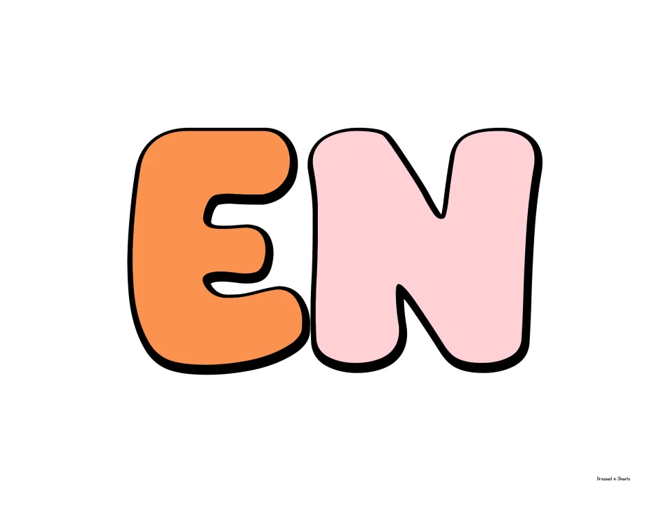 Bubble letters E and N in orange and pink, a cut-out piece near the end of the Accomplishments heading