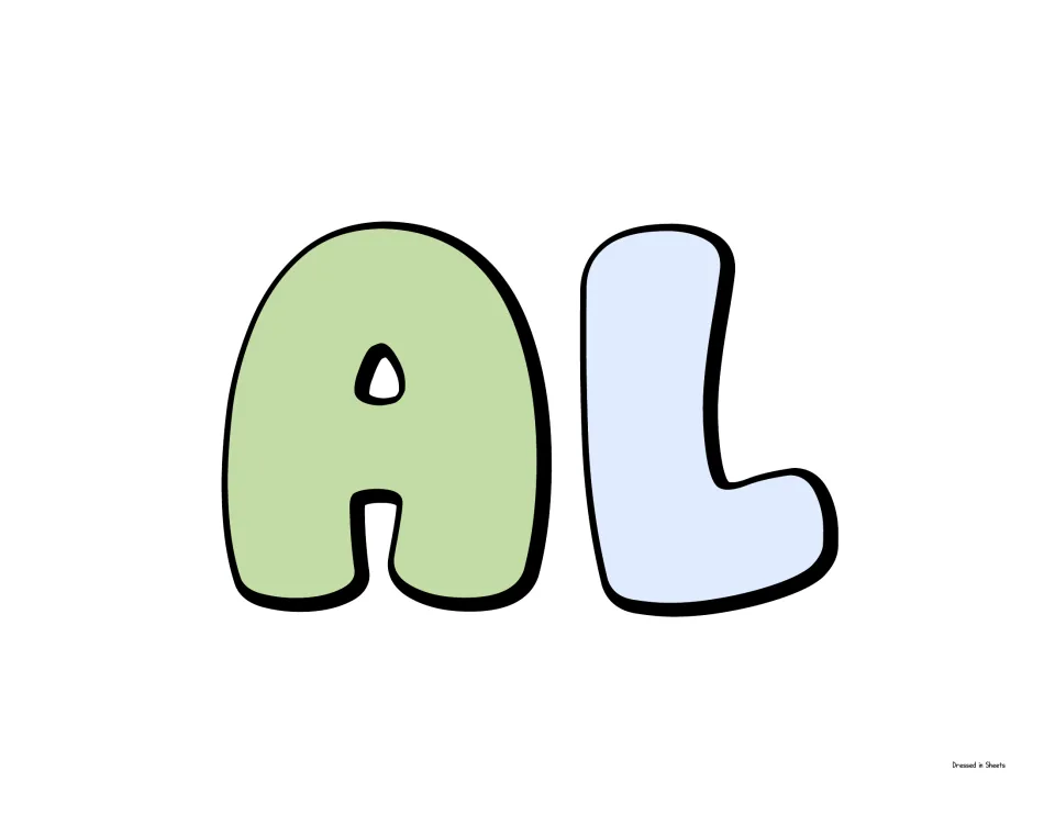 Bubble letters A and L in green and light blue, a cut-out piece continuing the word Goals in the display heading