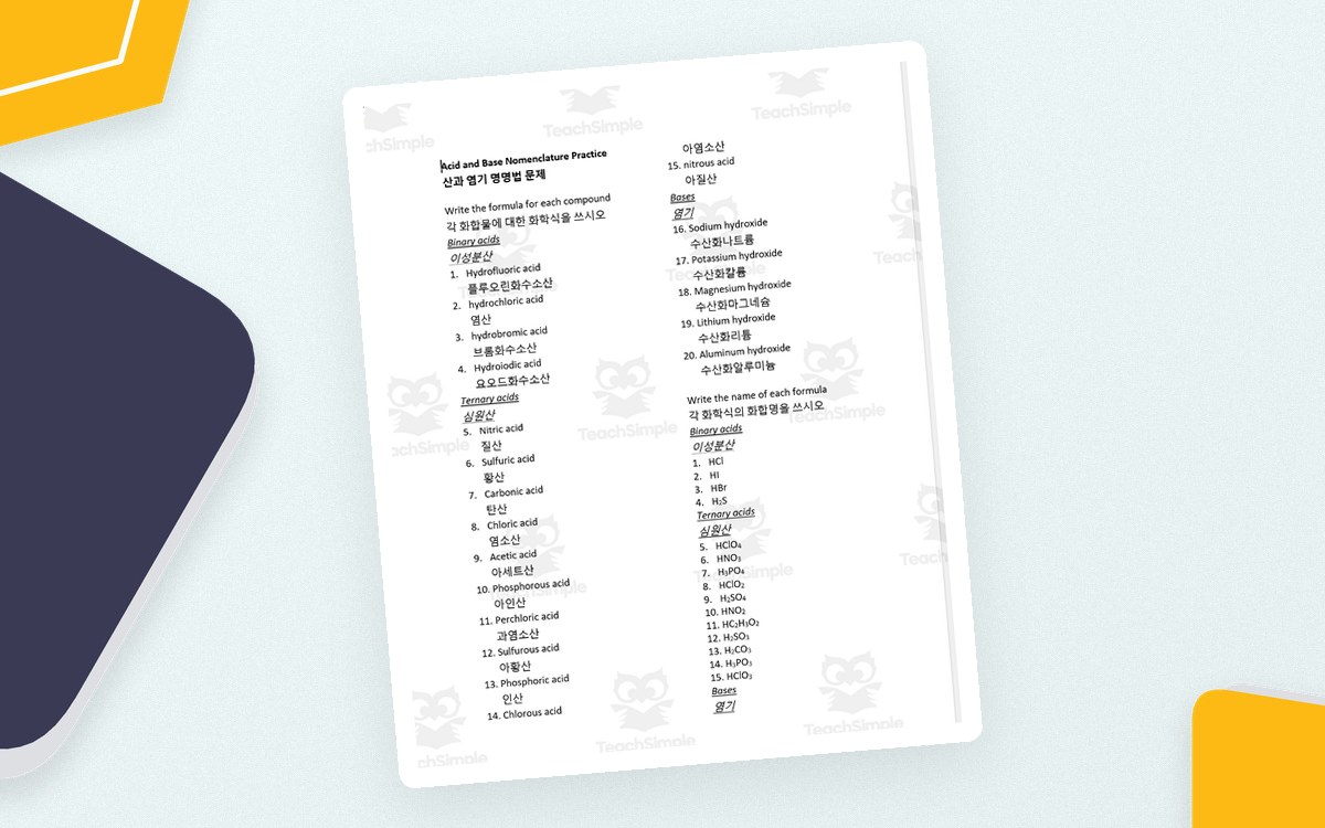 Acid and Base Nomenclature ESL: Korean version preview
