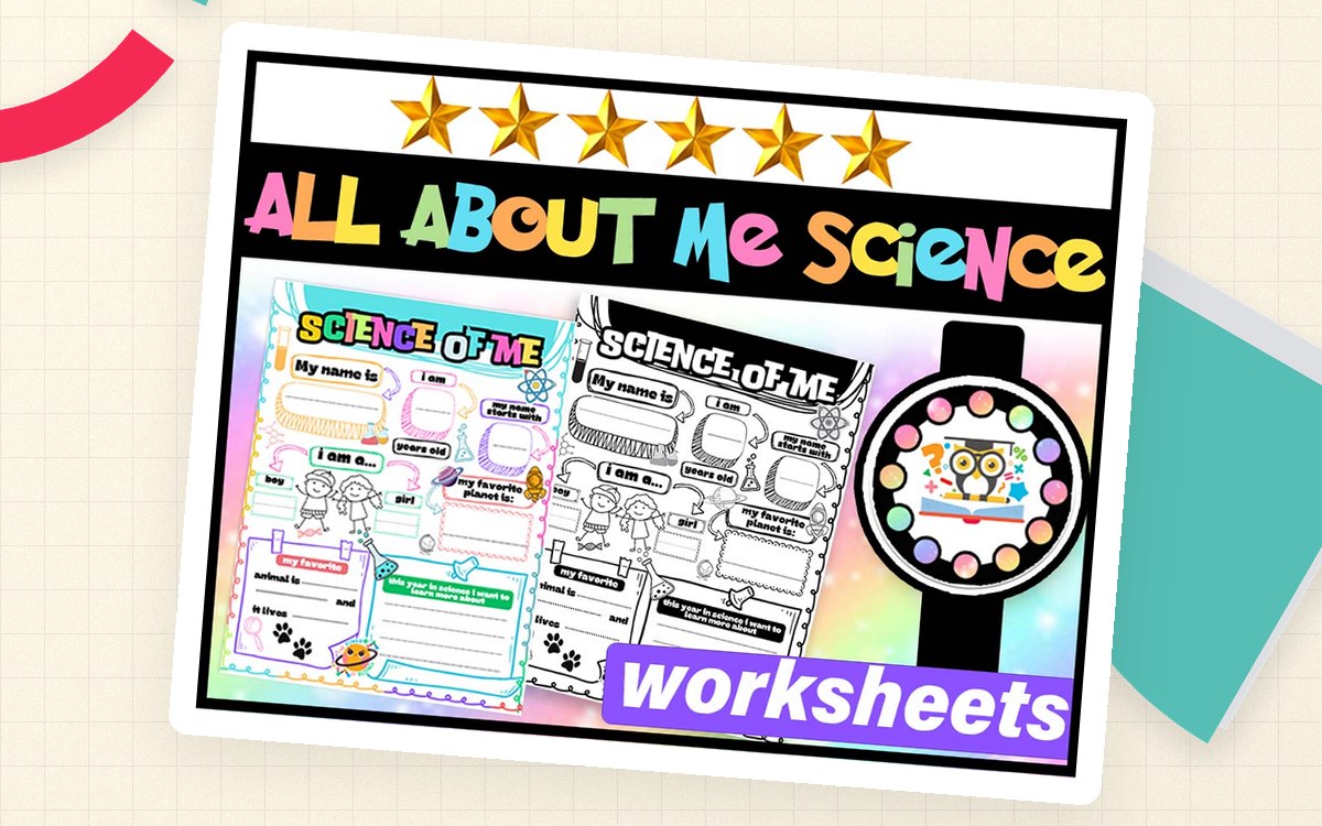 All About Me Science cover with planet, animal, habitat, and science-interest prompts.