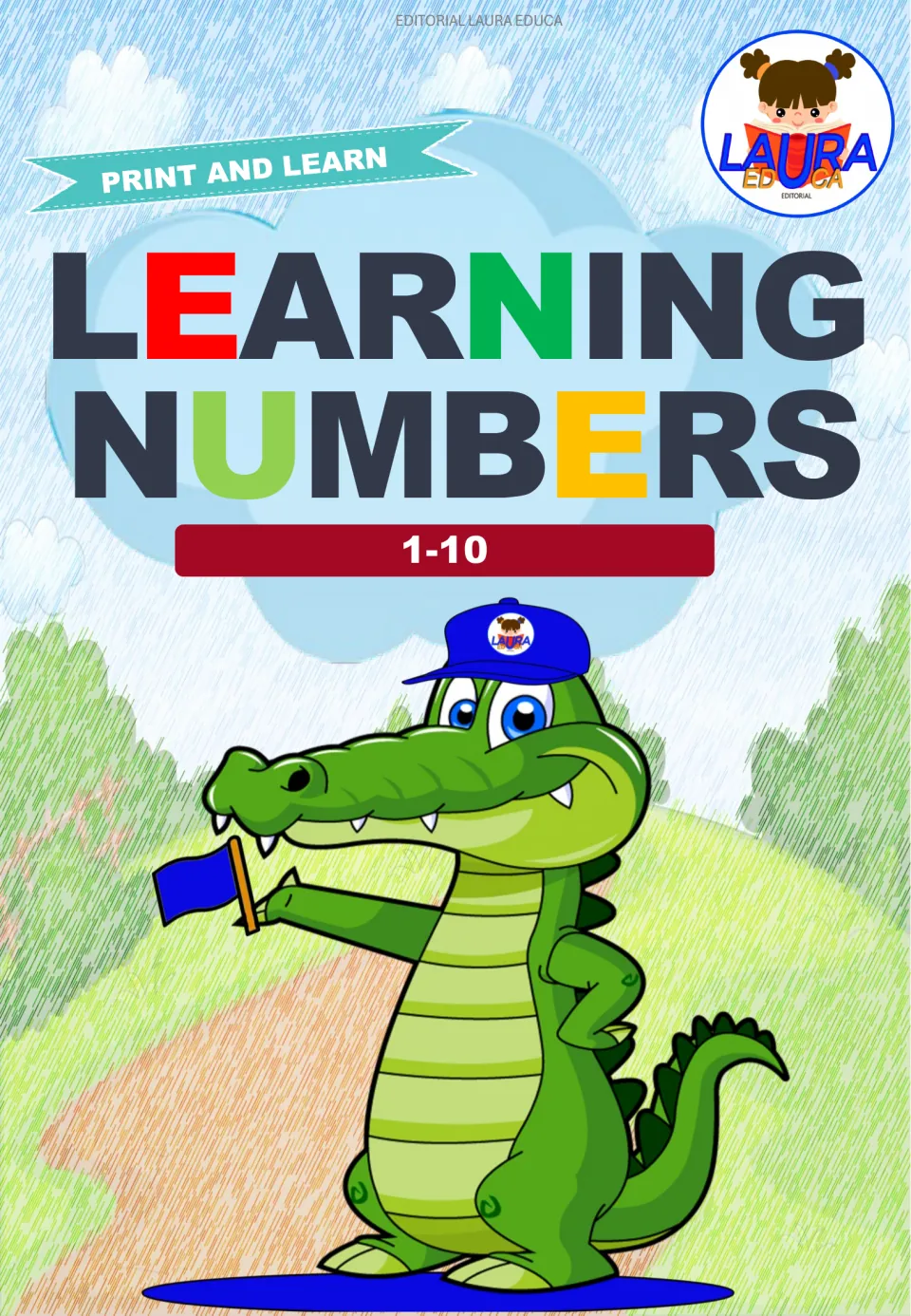 Cover of the number cutout resource, titled Learning Numbers, with the range 1–10 and Print and Learn