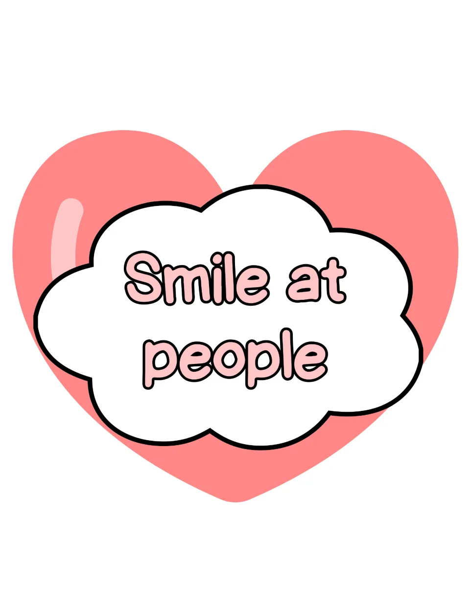 Kindness bulletin board display piece reading "Smile at people," one of the kit's prompts to cut out.
