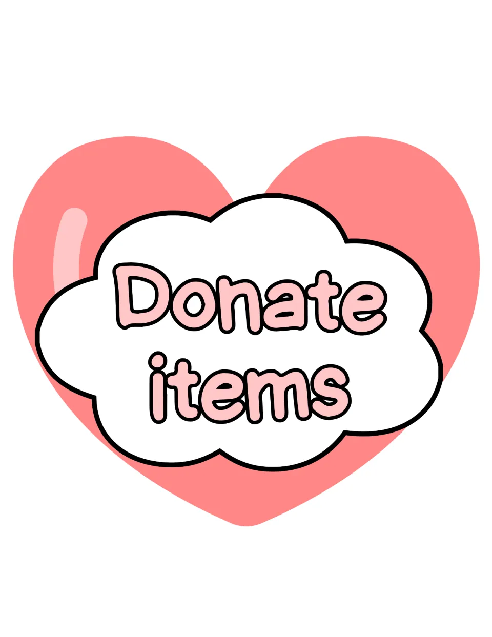 Kindness bulletin board display piece reading "Donate items," one of the kit's prompts to cut out.