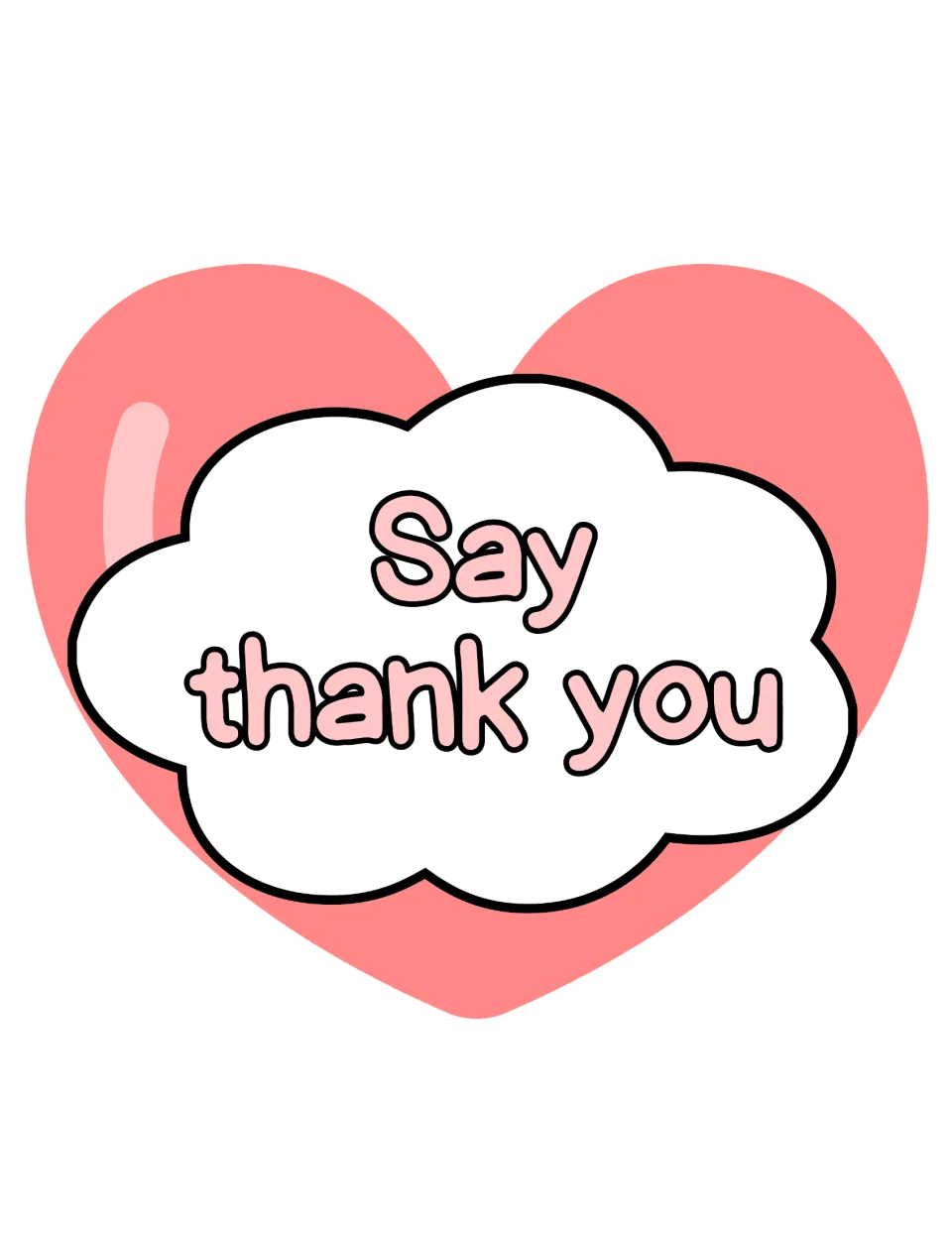 Kindness bulletin board display piece reading "Say thank you," one of the kit's prompts to cut out.