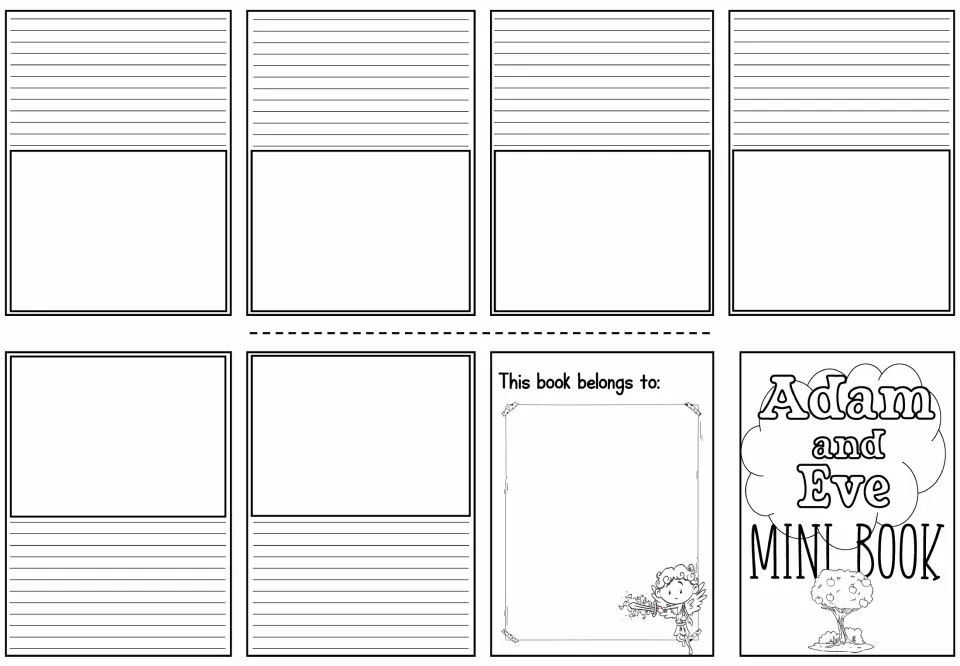 Blank retelling mini-book sheet provides six pages for writing and drawing, plus a cover and an ownership page