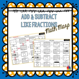 Add & Subtract Like Fractions Math Maze – cover