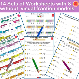Add & Subtract Mixed Numbers – 14 Worksheet Sets – sample page 3