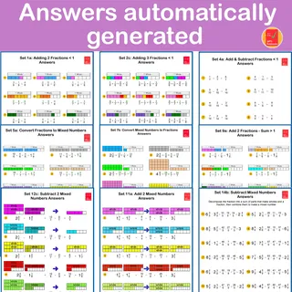 Add & Subtract Mixed Numbers – 14 Worksheet Sets – sample page 4