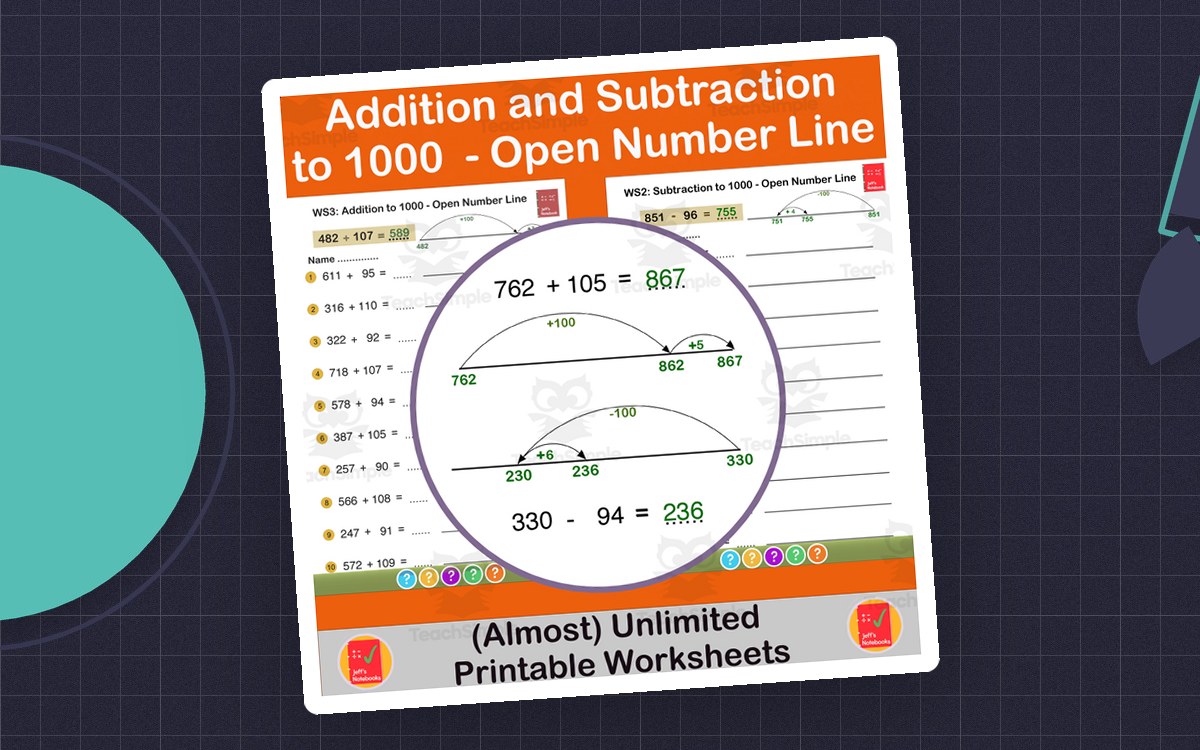 Add & Subtract to 1000 – Open Number Line Set preview