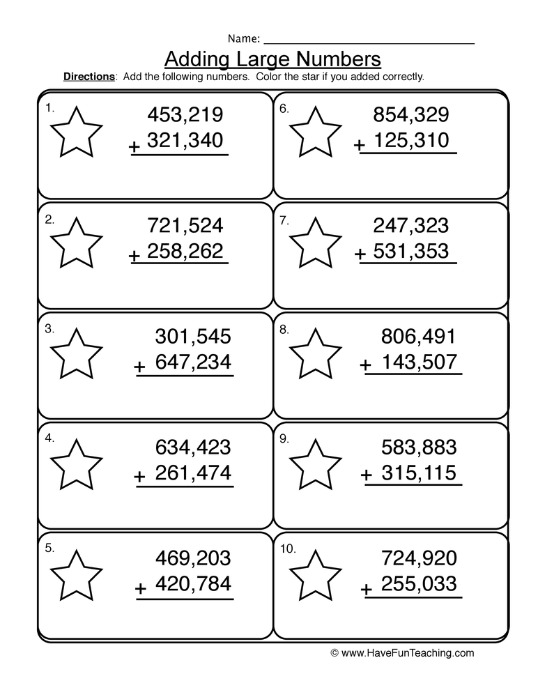Add Hundred Thousands No Regrouping Worksheet teaching resource preview