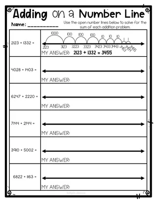 Adding on a Number Line Worksheet – 3 Levels – sample page 2