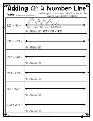 Adding on a Number Line Worksheet – 3 Levels – sample page 3