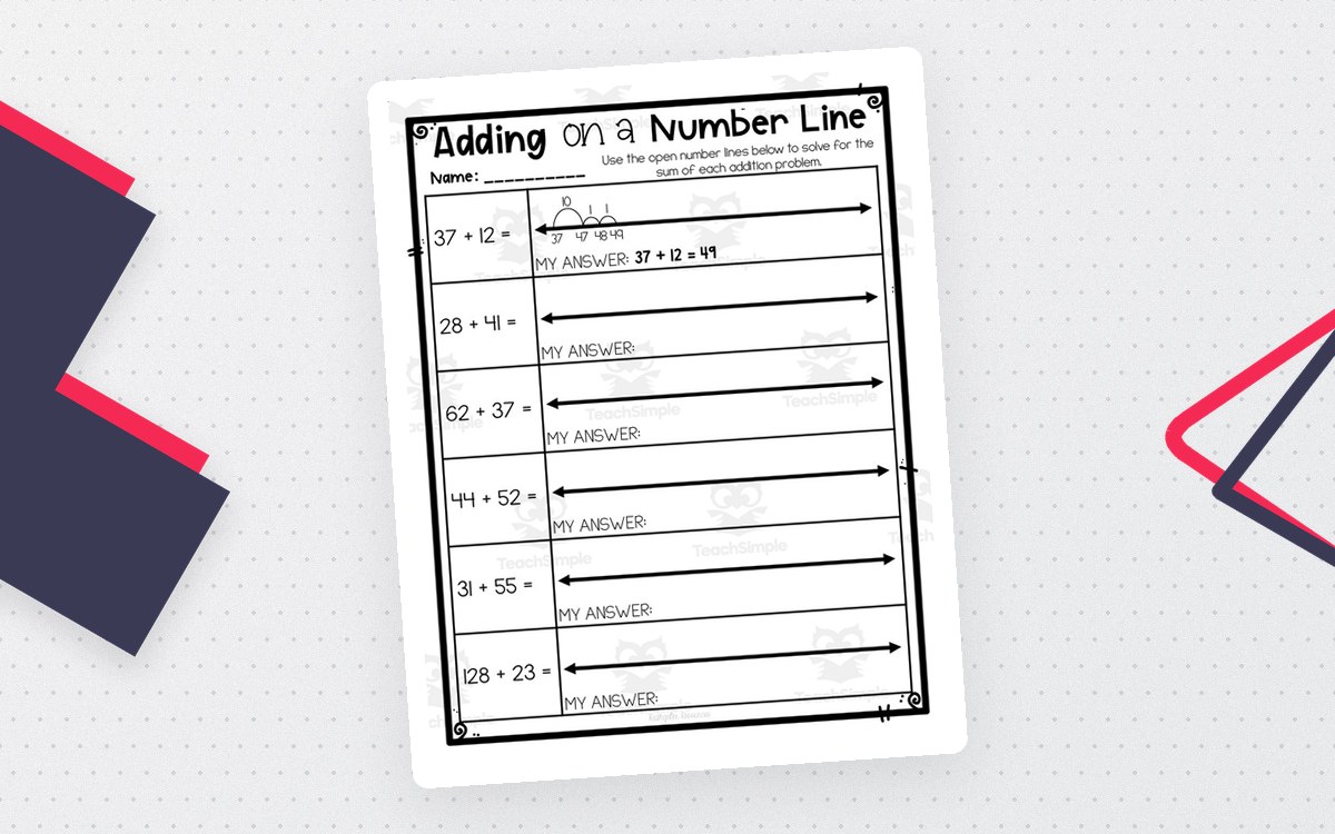 Adding on a Number Line Worksheet – 3 Levels preview