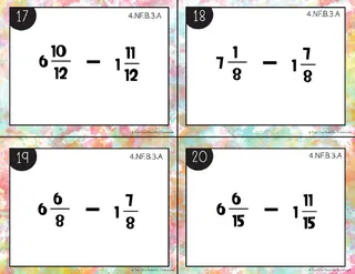 Adding + Subtracting Fractions & Mixed Numbers Task Cards – sample page 2