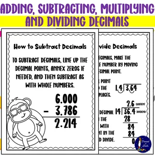 Decimals Operations – Add, Subtract, Multiply, Divide – sample page 3