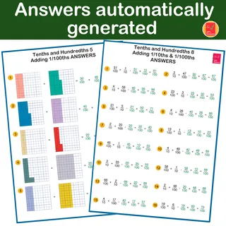 Adding Tenths + Hundredths – 4th Grade Fractions – sample page 3