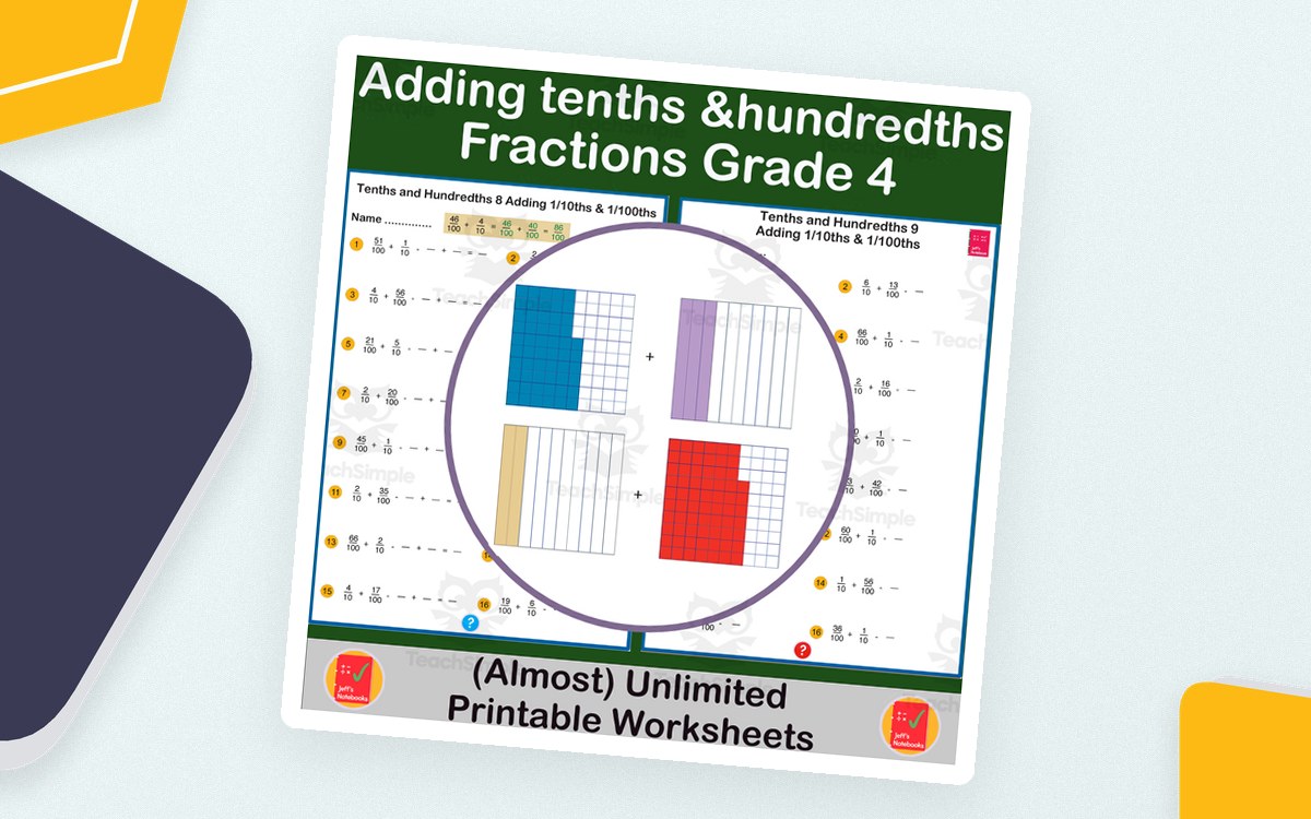 Adding Tenths + Hundredths – 4th Grade Fractions preview