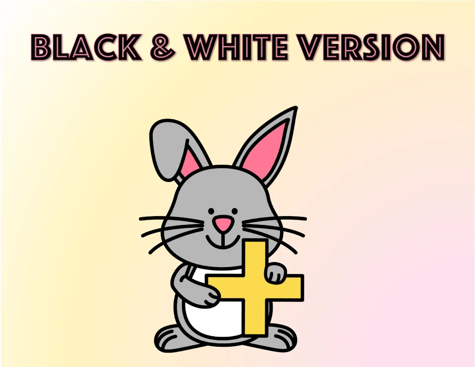 Black & White Version section divider introducing the addition resource’s black-and-white worksheets