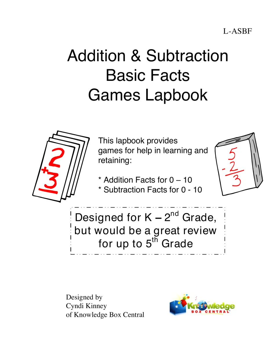Cover of the Addition & Subtraction Basic Facts Games Lapbook: games for addition and subtraction facts 0 to 10