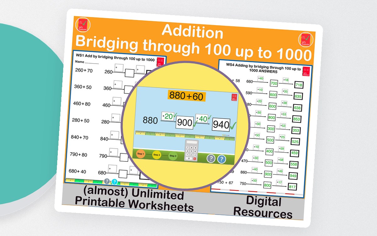 Addition by bridging through 100 up to 1000 - A Mental Strategy preview