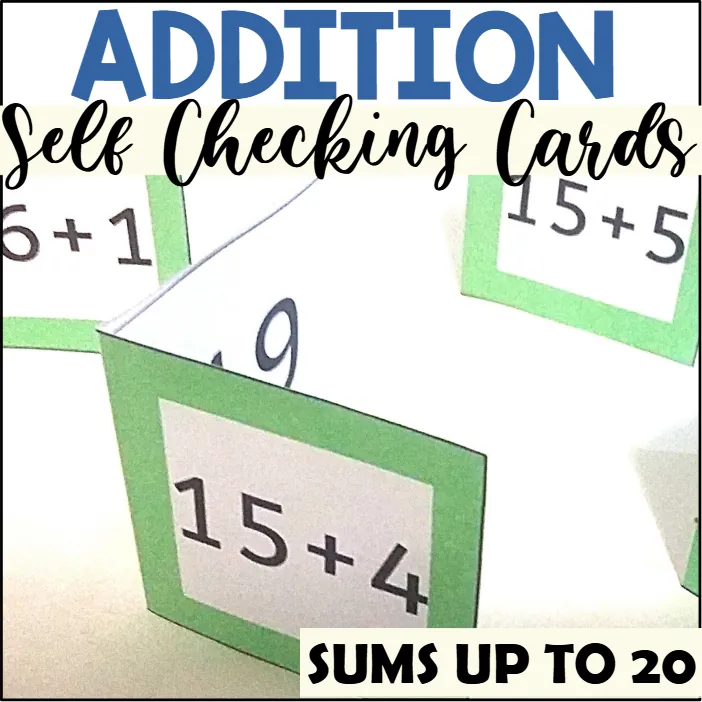 Addition Facts Self Checking Flash Cards for Sums up to 20 – cover