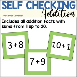 Addition Facts Self Checking Flash Cards for Sums up to 20 – sample page 4