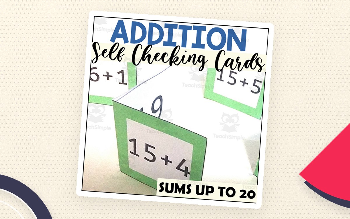 Addition Facts Self Checking Flash Cards for Sums up to 20 teaching resource preview