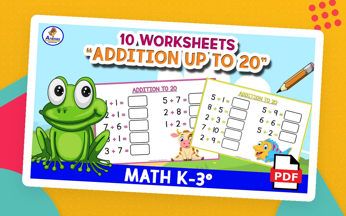 ADDITION UP TO 20 - 10 Worksheets - ANIMAL THEME preview