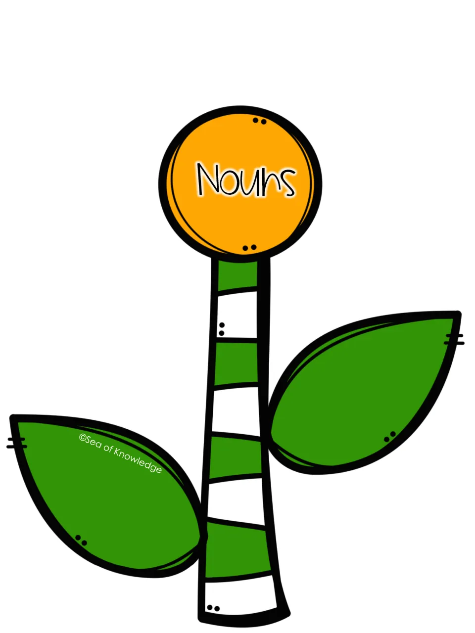 Third copy of the Nouns stem and center for a small group to finish building their person, place or thing flower