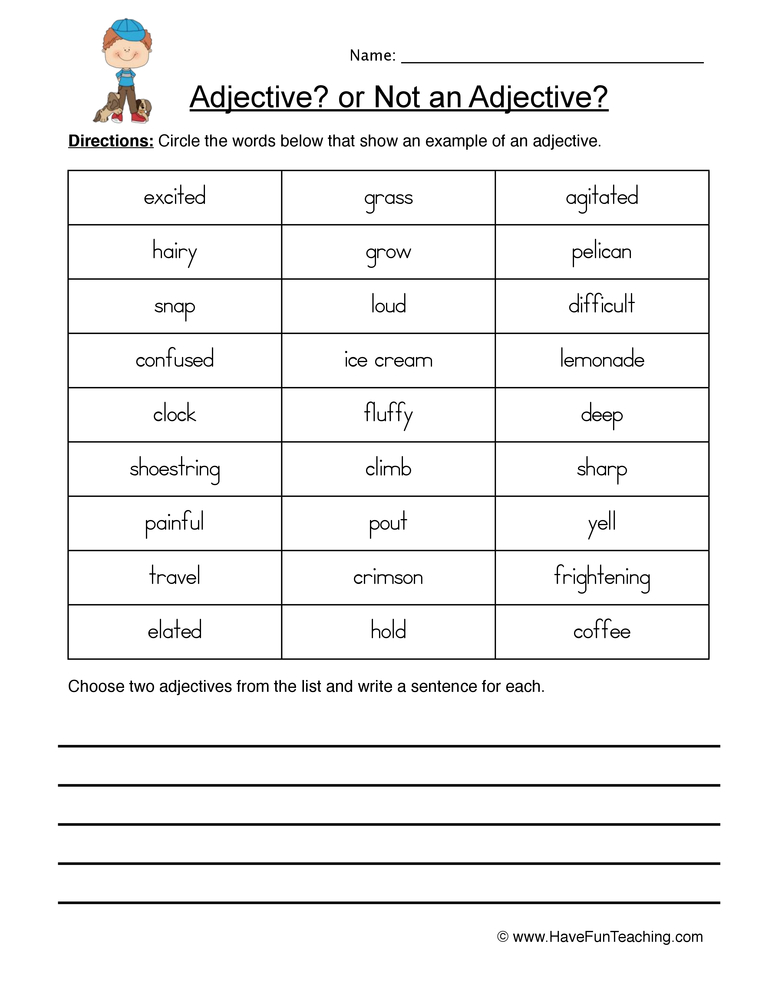 Adjectives Search Worksheet teaching resource preview