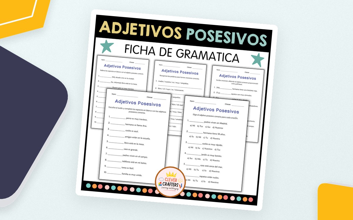 Adjetivos Posesivos - Possessive Adjectives Worksheets in Spanish preview